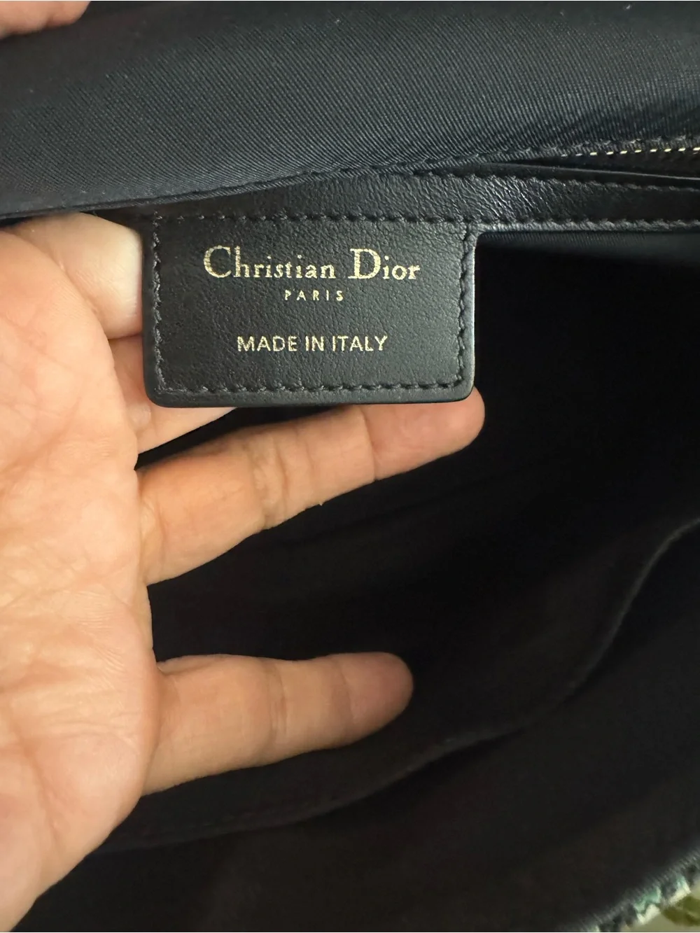 Dior Black leather Messenger Bag with Gold Magical Print and Logo Strap